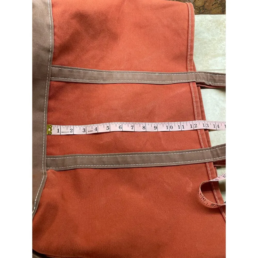 L.L.Bean Boat and Tote Bag Canvas Rust Orange Cotton USA Monogram Cooper - Picture 12 of 15